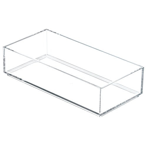 IDesign Decorative Countertop Vanity Tray Organizer for Bathroom, Bedroom, Closet, Entryway, The Clarity Collection – 4” x 8” x 2”, Clear, Small - size: Small