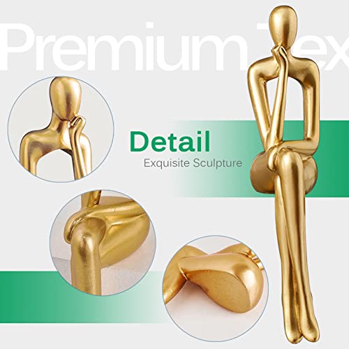 3pcs Gold Decor Thinker Statue, Resin Abstract Man Cutout Art Action Statue Coffee Table Decor for Home Living Room Study Office Bookshelf Ornament