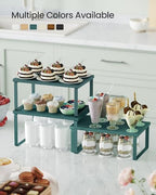 SONGMICS Cabinet Organizer Shelf, Set of 3 Kitchen Counter Shelves, Kitchen Storage, Spice Rack, Stackable, Expandable, Cascade Green UKCS220C01V1 - color: Cascade Green