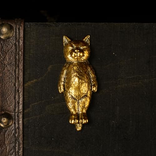 CHOVY Solid Brass Cat Figurines Set - Lying Down Animal Sculptures 100% Pure Brass, Handcrafted Vintage Collectible, Mid-Century Modern Desk Decor for Office, Living Room Shelf & Gift for Pet Lovers - color: Lying Flat Cat