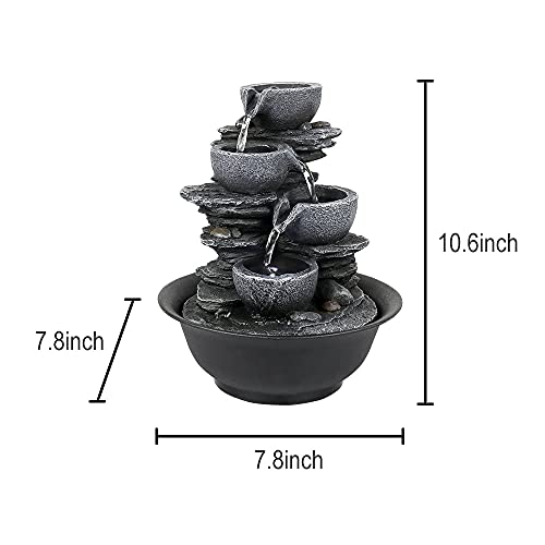 10.6inch Rock Indoor Water Fountain Zen Meditation Tabletop Fountain with LED Light for Home Office Bedroom - color: 10 3/5"_1
