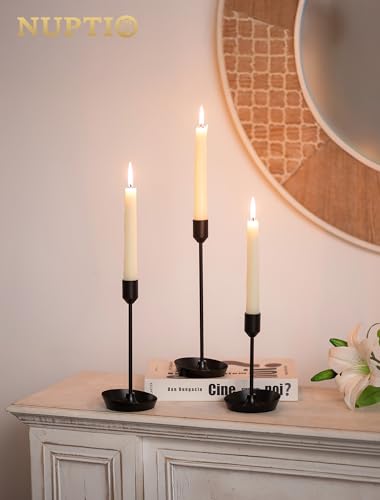 NUPTIO Black Candlestick Holders for Table: 6 Pcs Taper Candles Holders Bulk for Halloween - Tall Candle Stick Holder for Birthday Party Living Room Fireplace Centerpiece - color: Black, size: 6 pcs