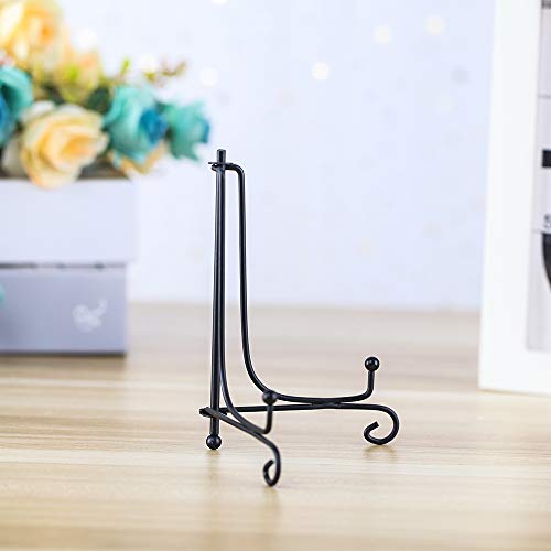 (2 pack)Iron Display Stand, Black Iron Easel Plate Display Photo Holder Stand, Displays Picture Frames, Cookbooks, Decorative Plates, Tablets and Art 5 Inch - color: Black, size: 5 inch(2 pack)