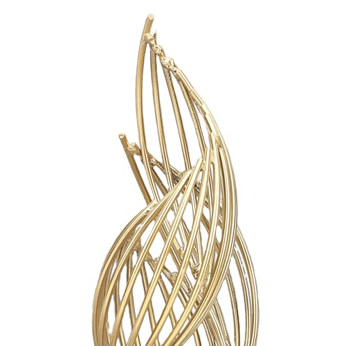 Modern Metal Sculpture, Abstract Art Statue Luxury Gold Iron Table Decor Centerpiece for Living Room Office Home Decoration 28x7x7cm (White Base) - size: White Base, style: White Base