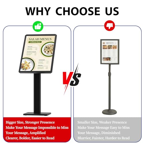 Sign Holder Stand 21x29 inch-Adjustable Floor Standing Sign Holder-Heavy Duty Aluminum Menu Stands with Snap-Open Frame Display for Malls,Schools,Restaurants(Black) - color: Black