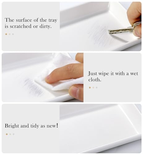 Emibele Jewelry Tray, Small Rectangle Ceramic Vanity Tray Jewelry Dish, Trinket Perfume Tray for Cosmetics, Rings, Bathroom Kitchen Soap, White - color: White(1 Pack)