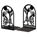 Peacoblue Metal Bookends for Shelves, Modern Decorative Heavy Duty Study Book Ends Stoppers for Office, Desk, Shelf, Room 5.3"x4.3"x7.9" Cast Iron Tall Bookends 1 Pair (Kokopelli Tribal-Flute Player) - style: Kokopelli Tribal-Flute Player
