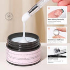 Beetles 3D Gel Nail Art-Snowy Cone 5 in 1 Non-Sticky Hand Extension with Rhinestones & Pearls & Glue Double-Head Pen for Women DIY Salon,White Solid Builder Nail Gel, UV&LED Lamp Cured Needed - color: B1-White Solid Builder Nail Gel