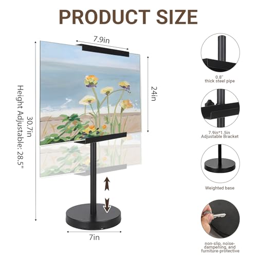 Easel Stand for Sign-Heavy Duty Tabletop Display Easel, Adjustable 28" Metal Picture Frame Stand for Wedding Signs, Art, Photos, French Style Table Top Easel, Plate Stands for Display (Black) - color: Black, size: 28inch