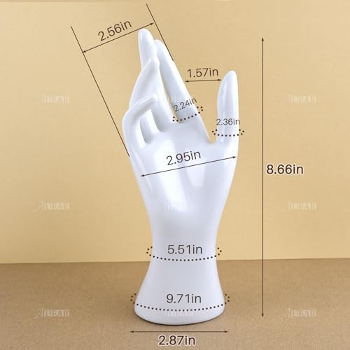 AUEAR, Female Mannequin Hand Display for Jewelry Holder Bracelet Necklace Ring Stand (White, 8.66"x2.95", 1 Pack) - color: White, size: 1 Pack