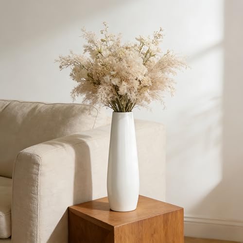 12 Inch White Vase Ceramic Flower Vase, Tall Vases for Pampas Grass, Home Decor, Modern Textured Vases for Living Room Decorations,Table Centerpieces,Shelf,Farmhouse Small Ceramic Vase - style: Shape 8