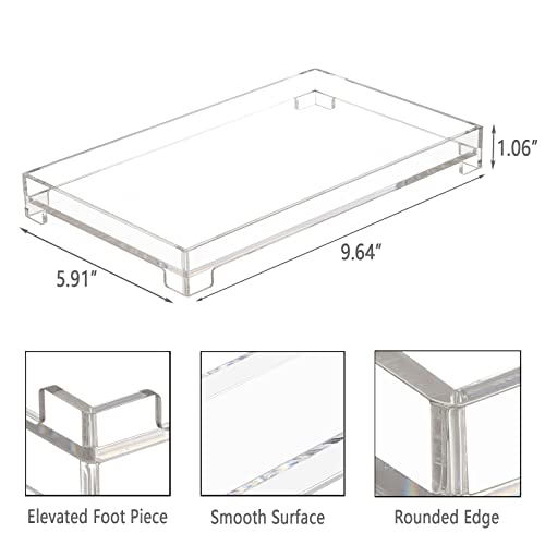 Vanity Bathroom Tray, Acrylic Rectangle Decorative Catchall Organizer Storage Tray (Medium-Clear) - color: Medium-clear, size: 9.6" x 5.9" x 1.1"