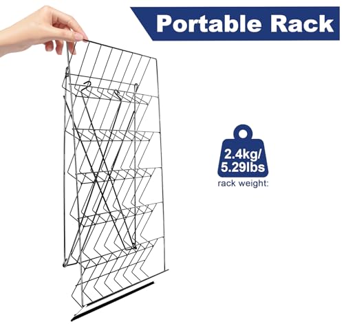 6 Tier Wire Countertop Racks,18" Wide Metal Book Display Rack Magazine Rack with Sign Channel,Foldable Retail Vendor Booth Display Stand for Greeting Card,Brochure,Art Print,CD,Craft,Comic