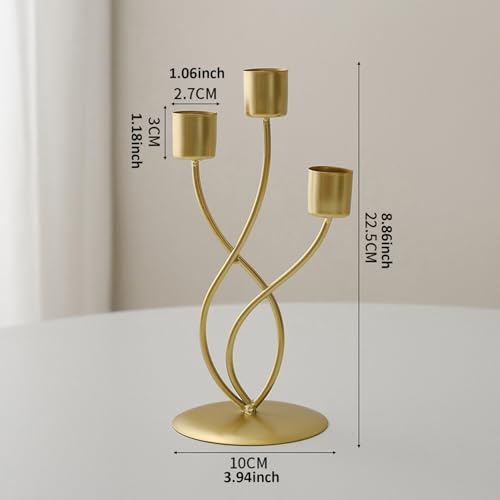 Gold Brass Candlestick Holders Set Metal Taper Candle Holders Vintage Pillar Candle Stick Holder Housewarming Gift for Wedding Table Centerpiece, Dinning, Party, Christmas, Home Decor