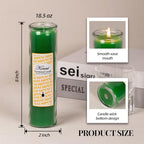 KONNI 2x8 Inch Green Pillar Candles in Glass Set of 3, Devotional Prayer Candle, Unscented Religious Candles, 105 Hours Emergency Long Burning, Ideal for Memorials, Vigil, Blessing - color: Green