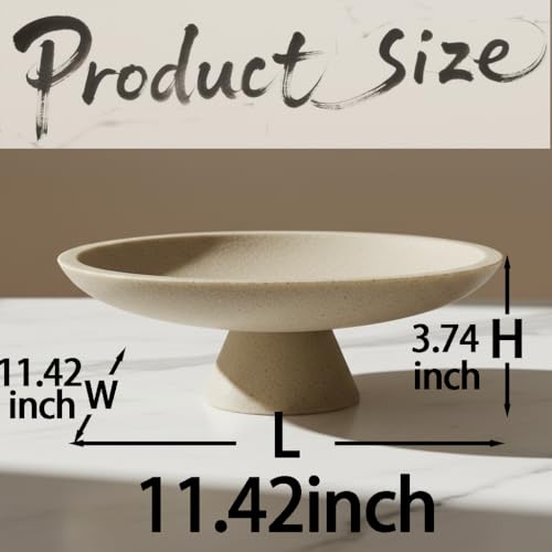 11.5" Large Decorative Bowl decor - Decorative Bowls for Home Decor,Modern Home Decor,Ruffle Decor key bowl,bowl for keys,Artificial Stone Beige - color: 11.42"Beige