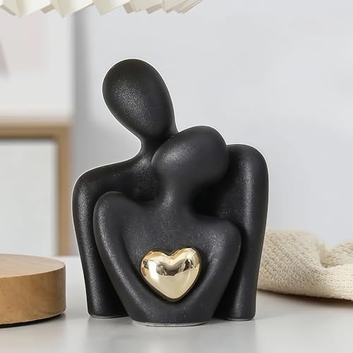 Home Decor Mini Couple Ceramic Statue Tv Stand Decor, Love Statue Couple Gifts for Her Romantic Gifts (Black, 3.15in) - color: Black, size: 3.15in
