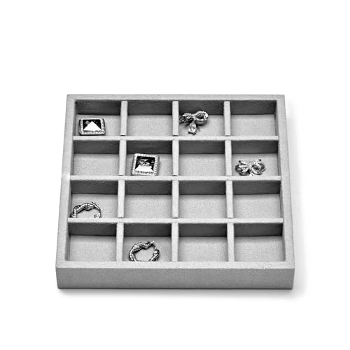 Oirlv Microfiber Stackable 16 Girds Jewelry Tray Multi-Compartment Jewelry Organizer - style: P13515