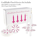 100 White Odorless Taper Candles - Handheld with Drip Protection, 5 Inches - Church & Sabbath Religious Candles - color: 100Pack-White-5inch