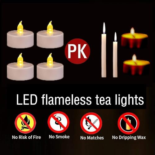Hanzim Tea Light Candles with Remote Control,Flickering Flameless LED Candle,Long Lasting 400+Hours,Battery Operated with Timer for Home Decoration Seasonal &Festival Celebration WarmYellow (12pcs) - color: Remote-warm yellow, size: 12pack