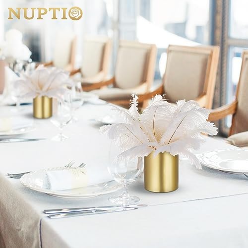 NUPTIO Gold Vases for Centerpieces Wedding: 6 Pcs 5.1 inch Tall Metal Flower Vase Flowers Stand Wedding Centerpieces for Tables Centerpiece Table Decorations - color: Gold-1#, size: 5.1"-6pcs