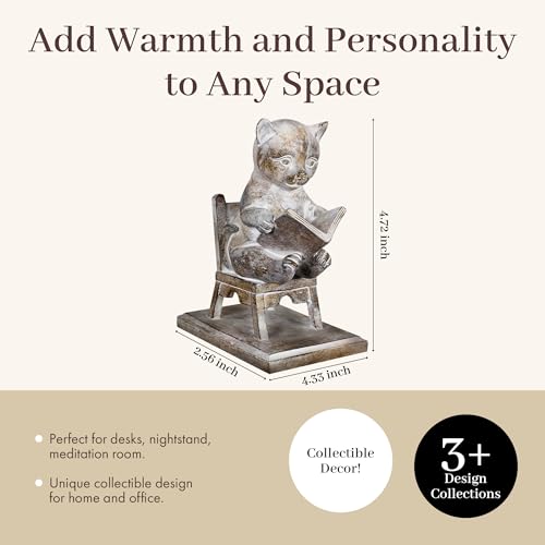 Young's Inc. Cat Figurine - Cute Cat Statue - Whimsical Cat Decor for Cat Lovers - Cat Collectibles and Meditation Decor - Cat Reading on The Chair - 4.33'' L X 2.56'' W X 4.72'' H - style: Cat Reading on High Chair