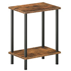 HOOBRO End Table, Small Side Table, Nightstand with 2-Layer Storage Shelves, Sofa Table for Small Spaces, Living Room, Bedroom, Stable Frame, Easy Assembly, Rustic Brown BF09BZ01 - color: Rustic Brown + Black