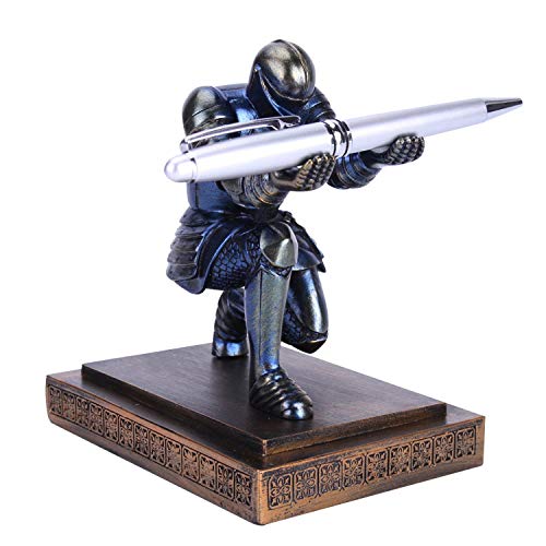 Resin Soldier Executive Pen Holder Desk Organizer Cool Pen Stand Home Decor Resin Pencil Holder with a Pen for Men as Gift (Blue) - color: Blue