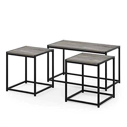 Furinno Camus Modern Living Room Coffee Table with 2 End Tables Set, French Oak Grey - color: French Oak Grey, size: 3 in 1