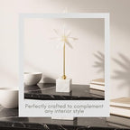 Mystique Small Starburst Statuary – Modern Decorative Object with Marble Base, Metal Stem and Sculptural Flower Top – Contemporary Home Decor Accent for Shelves Tables and Desks, 17", White & Gold - size: 17"