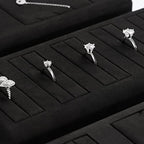 Oirlv Black Microfiber Jewelry Display Tray Showcase Jewelry Display Stand for Selling 5 Slots Ring Display Stand Ring Organizer Holder(TT07001) - size: 5 ring tray