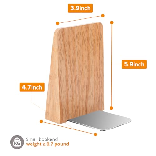 DRELIFAM Red Oak Book Ends Heavy Duty Handmade Book Ends for Shelves Decorative Bookends to Hold Heavy Books (Red Oak Small) - color: Small Red Oak Wood