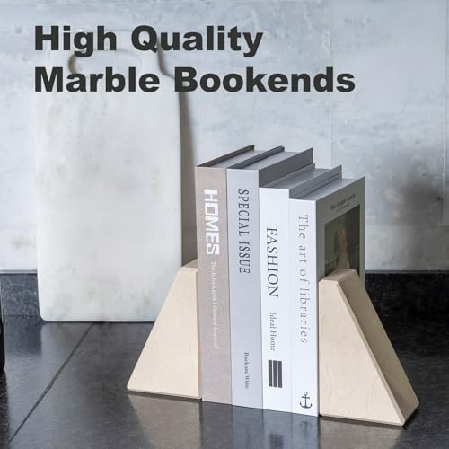Marble Bookend for Heavy Books, Decorative Bookends for Shelves, Durable and Heavy-Duty Book End for Hardback Books & CDS, Unique Book Stopper & Holder, Sunny Golden, Set of 2 - color: Turkey-sunny Golden