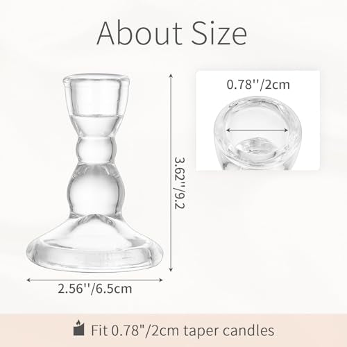 Glass Taper Candle Holders: Crystal Clear Candlestick Holders Modern Small Candle Stick Holder for Wedding Table Centerpiece Party Dinning Home Christmas Set of 4 - size: 4Pcs