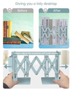 Honagu Adjustable Bookends, Metal Book Ends for Shelves Heavy Book, Bookend for Home, Office, Books, Papers, Book Stopper with Removable Hook, Pen Holder, Gifts for Students, Teachers（Green） - color: Green
