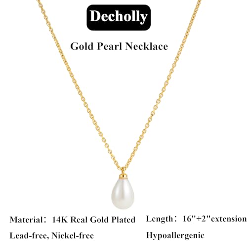 Mothers Day Gifts - 14K Gold Plated Pearl Necklaces for Women Trendy Dainty Necklace Simple Layered Gold Pearl Necklace for Women Mothers Day Wedding Birthday Gifts - color: One Pearl necklace
