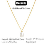Mothers Day Gifts - 14K Gold Plated Pearl Necklaces for Women Trendy Dainty Necklace Simple Layered Gold Pearl Necklace for Women Mothers Day Wedding Birthday Gifts - color: One Pearl necklace