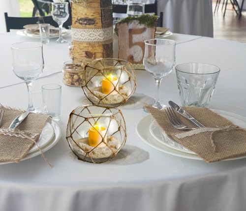 SAILINGSTORY Glass Fishing Float Tealight Candle Holder Nautical Coastal Beach Decor Clear Set of 2 Pack - color: Clear
