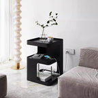 Black Side Table,Modern end Table for Sofa & Couch,3-Tier Metal nightstand,Small Bedside Table with Storage for Bedroom,Living Room,Small Space.No Assembly Required - color: Black