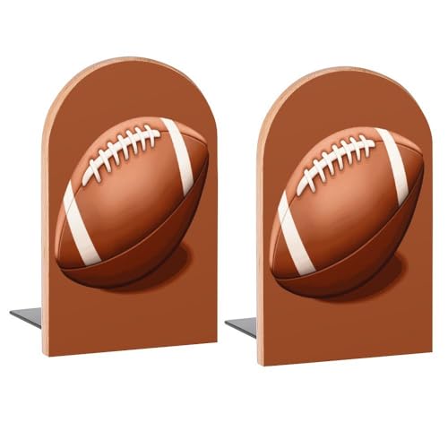 Book Ends American Football Passionately Wood Bookends for Shelves to Hold Books Heavy Duty Non-Skid Book Stoppers Wood Decorative Home Office School