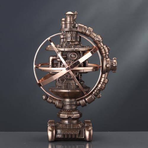 Veronese Design 7 1/8 Inch Tall Steampunk Mechanicus Gyroscope Resin Sculpture Bronze Finish