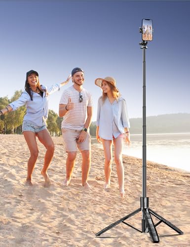 Aluminum 71" Phone Tripod, Travel Tripods for iPhone with Remote, Extendable Cell Phone Selfie Stick Tripod Stand Compatible with iPhone 17/16/15/14/13/Android/Camera - color: Black, size: B-[70.47Inch＆Upgraded Aluminum Pole]