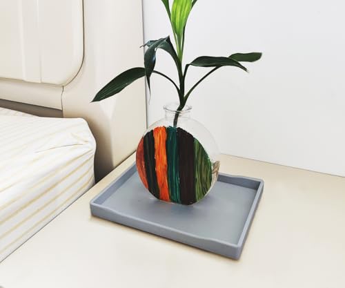 Small Gray Serving Tray (8.5 x 6.3 inch) for Serving Accessory, Spa, Coffee, Drinks, Wine, Tea, Bar, Party, Seasoning, Perfume or Display Use. - color: Gray-1 Tray, size: 8.5" x 6.3" x 0.8"