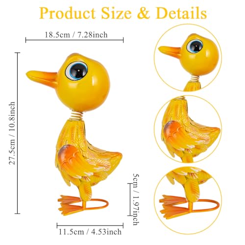 Metal Garden Statue Decor for Outside,Yellow Duck Garden Sculptures Lawn Ornaments Garden Yard Art for Backyard Patio Decoration - color: Yellow Duck