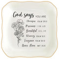 Christian Gifts for Women, Bible Verse Ceramic Jewelry Dish Trinket Ring Tray, Inspirational Floral Gift for Mom Sister Friend Birthday Christmas-God Says You are (White-God Says2) - color: White-God Says2
