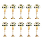 10 Pcs Gold Vase Wedding Centerpieces for Tables Centerpiece Table Decorations Metal Tall Artificial Flower Vases for Wedding Reception Party Birthday Event Home Decor