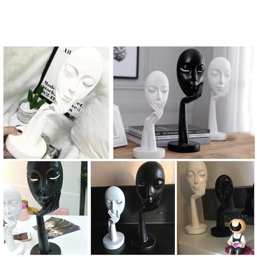 Elegant Abstract Thinking Woman Resin Sculpture - Modern Minimalist Geometric Decor, 7 Colors, 2 Sizes (12" and 15") - Contemporary Art for Living Room and Study (White 15 inch) - color: White 15 Inch