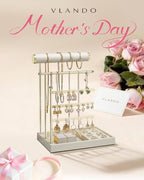 VLANDO Jewelry Stand Organizer with Ring Holder, Mothers Day Mom Gifts, Jewelry Holder Organizer with Tray, Necklace Holder Bracket Holder Earring Holder - Cloud White - color: Cloud White