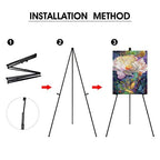 Portable Art Easel Stand 63 Inches - Black Picture Stands for Display w/Bag - Tabletop Art Easel Stand for Sign, Wedding Signs, Poster Stand, Painting Canvas Stand - Metal Tripod, Easels for Display - style: 63 Inch Anthracite Black (1 Pack)