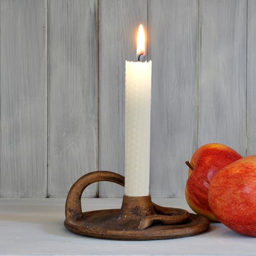 DEYBBY Handmade Beeswax Taper Candles, Dripless Wax Candles, Hand-Rolled Honeycomb Candles for Dinner Party, Set of 12 Flat Top（Cream White） - color: White, size: 12 pack